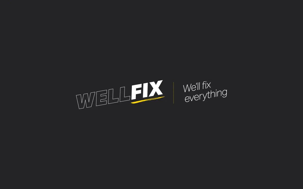 WellFix website and visual identity presented across desktop and mobile layouts